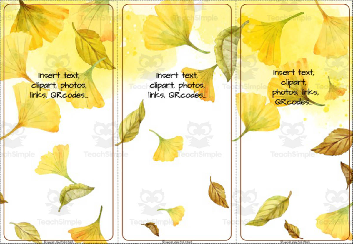 An educational teaching resource from Pick'n Teach entitled 42 Editable Bookmarks for teachers and students - Nature #5 downloadable at Teach Simple.