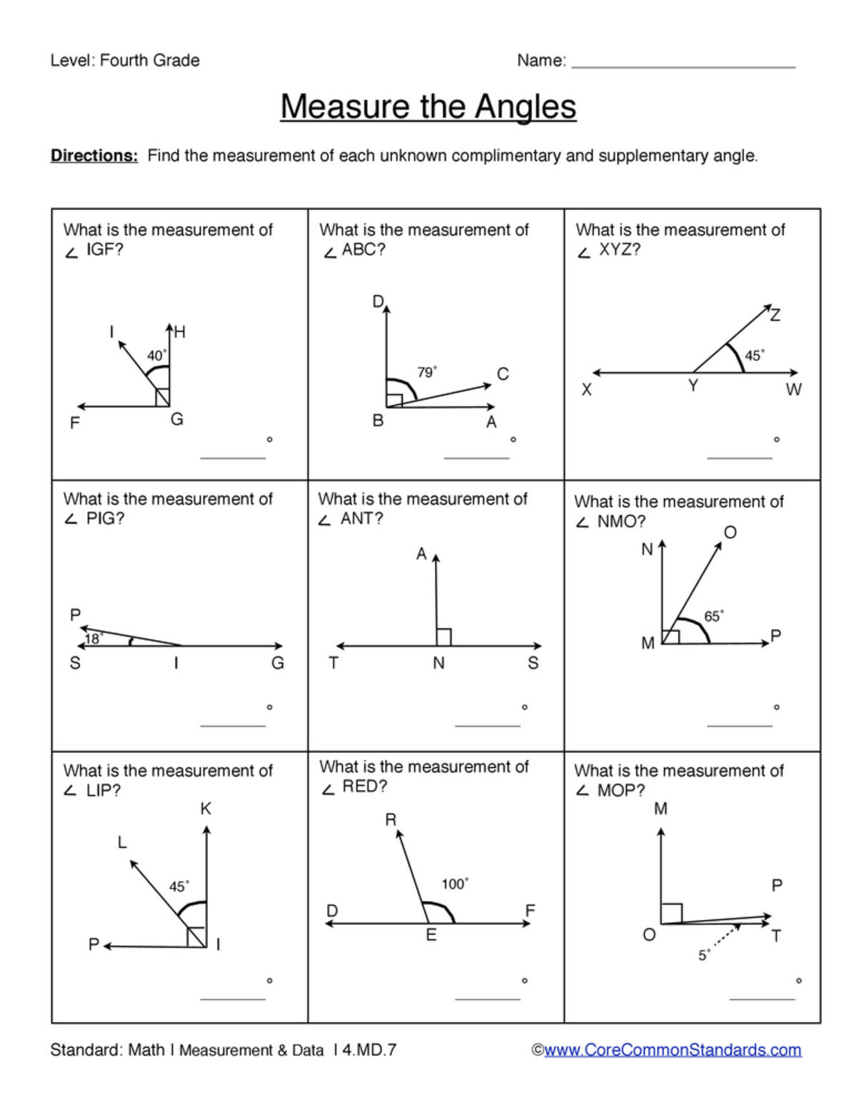 An educational teaching resource from Have Fun Teaching entitled 4.MD.7 Common Core Worksheet downloadable at Teach Simple.