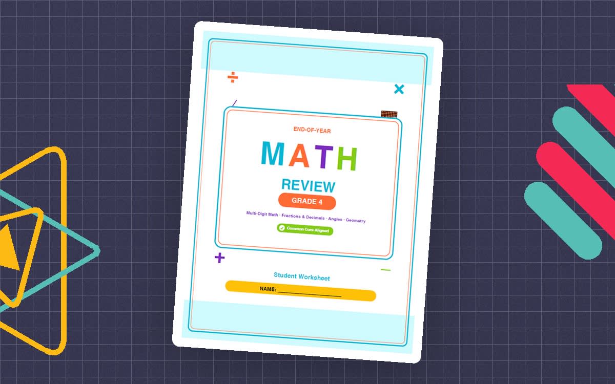 An educational teaching resource from Bright Classroom Ideas Marketplace entitled 4th Grade End of Year Math Review Worksheets & Games downloadable at Teach Simple.