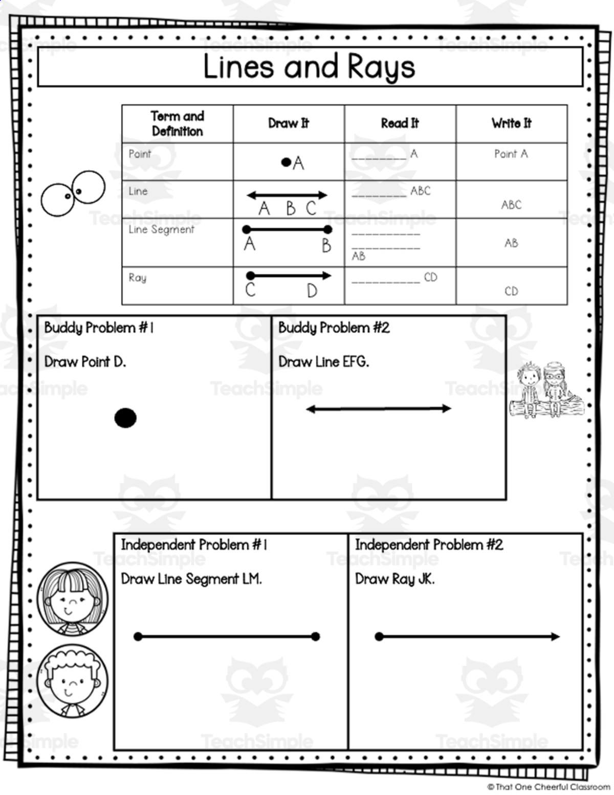 An educational teaching resource from That One Cheerful Classroom entitled 4th Grade Geometry Math Notes – Lines & Angles Set downloadable at Teach Simple.