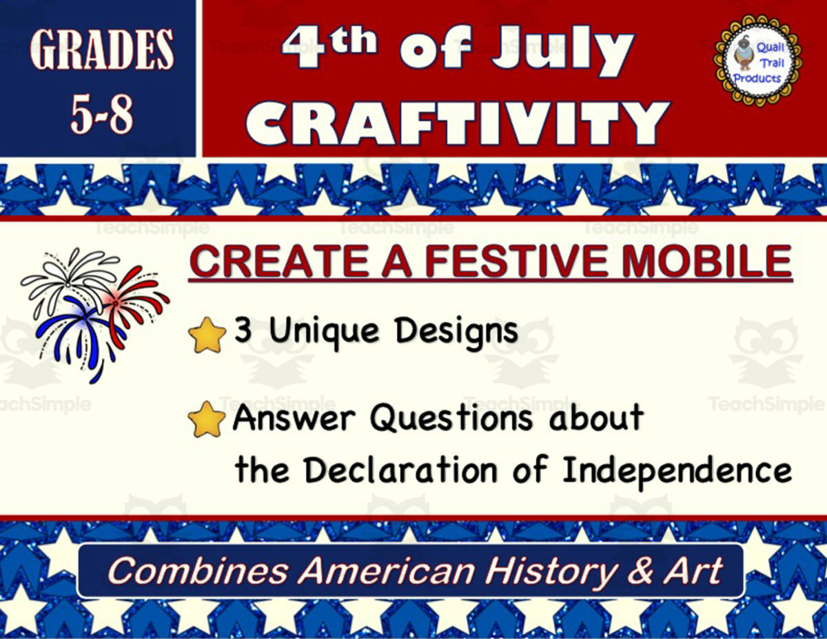An educational teaching resource from Quail Trail Products entitled 4th of July American History Craftivity downloadable at Teach Simple.