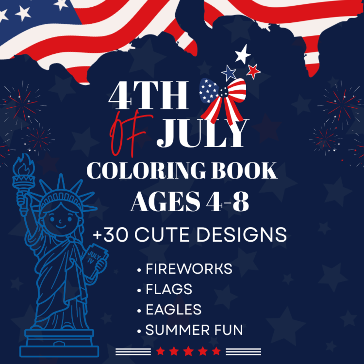 An educational teaching resource from Kind Minds Classroom Tech entitled 4th of July Coloring Pages / Independence Day Coloring Book downloadable at Teach Simple.
