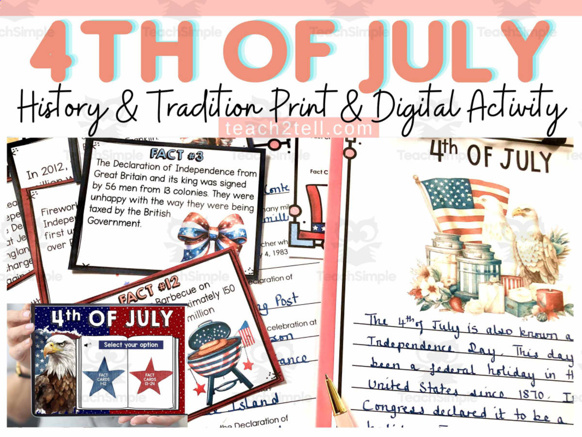 An educational teaching resource from Teach2Tell entitled 4th of July Independence Day Reading Comprehension Fourth of July downloadable at Teach Simple.