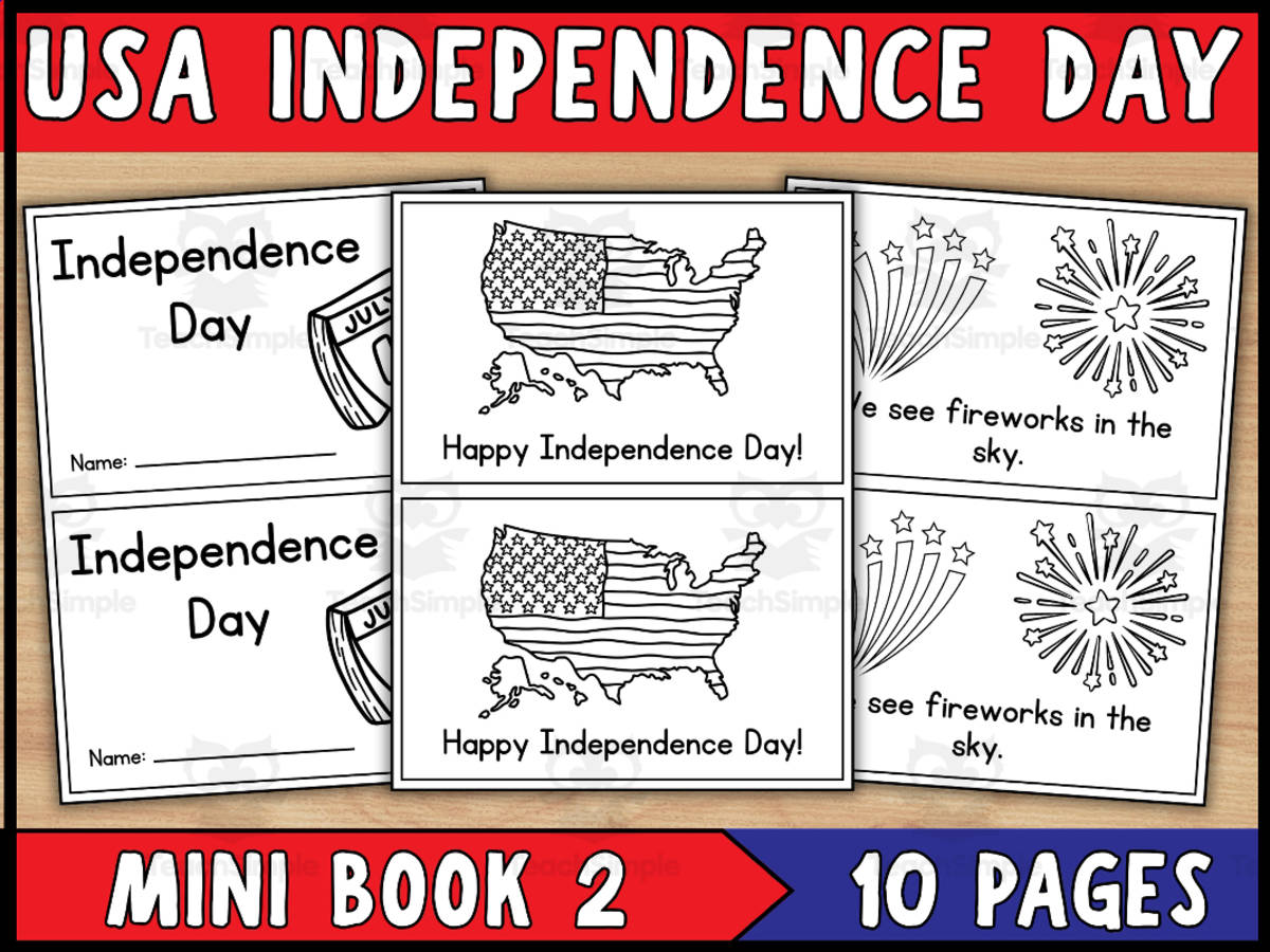 An educational teaching resource from Wonderland School entitled 4th of July Mini Book For Emergent Readers Set2 | Independence Day downloadable at Teach Simple.