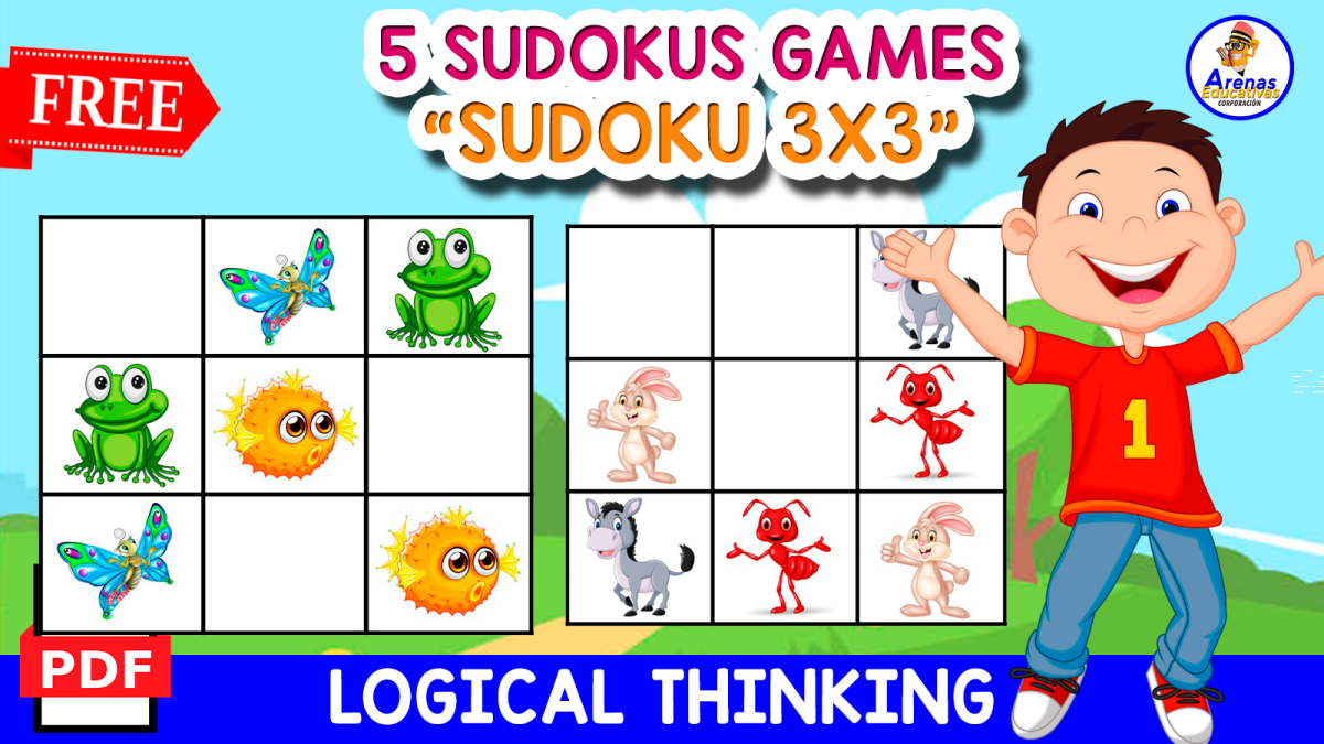 An educational teaching resource from EDITORIAL LAURA EDUCA entitled 5 FREE GAMES OF SUDOKU | ANIMALS THEMED downloadable at Teach Simple.