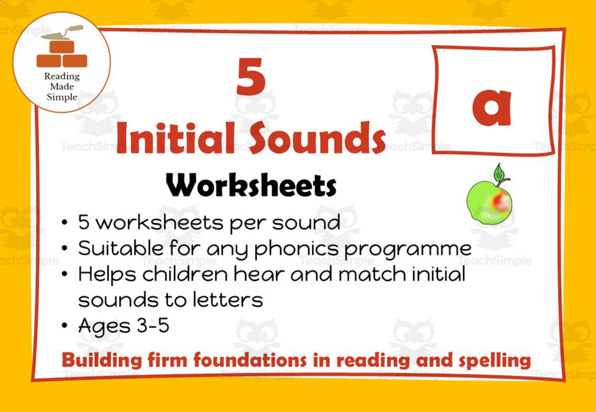 An educational teaching resource from Lilibette's Resources entitled 5 FREE Initial Sounds Worksheets: a downloadable at Teach Simple.