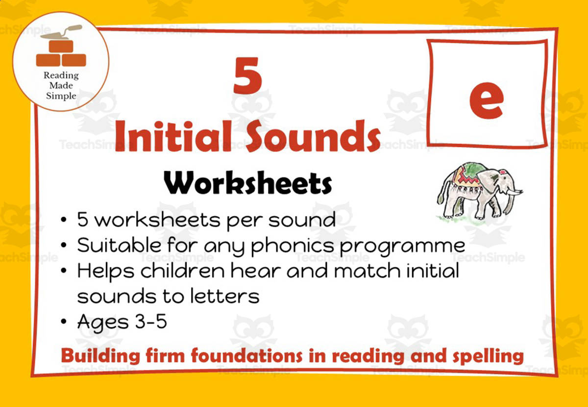 An educational teaching resource from Lilibette's Resources entitled 5 FREE Initial Sounds Worksheets: e downloadable at Teach Simple.