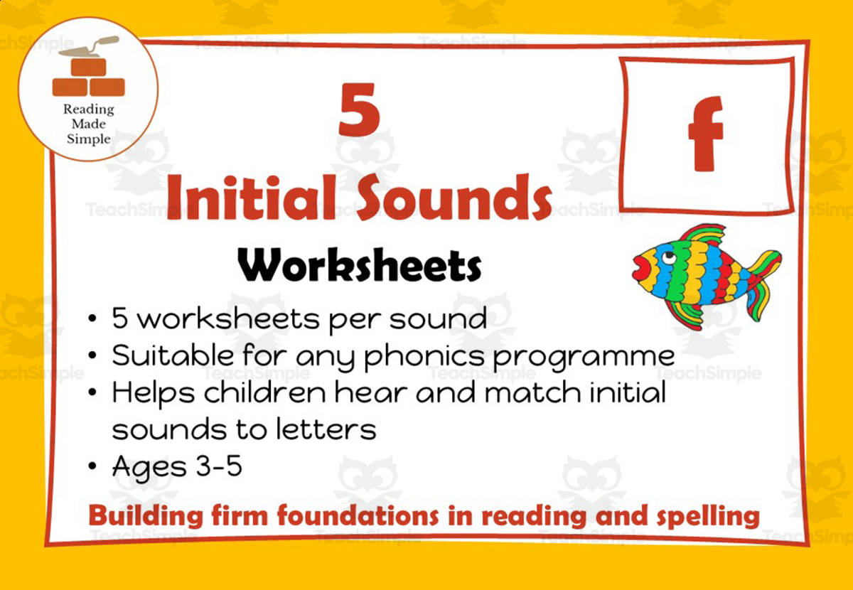 An educational teaching resource from Lilibette's Resources entitled 5 FREE Initial Sounds Worksheets: f downloadable at Teach Simple.