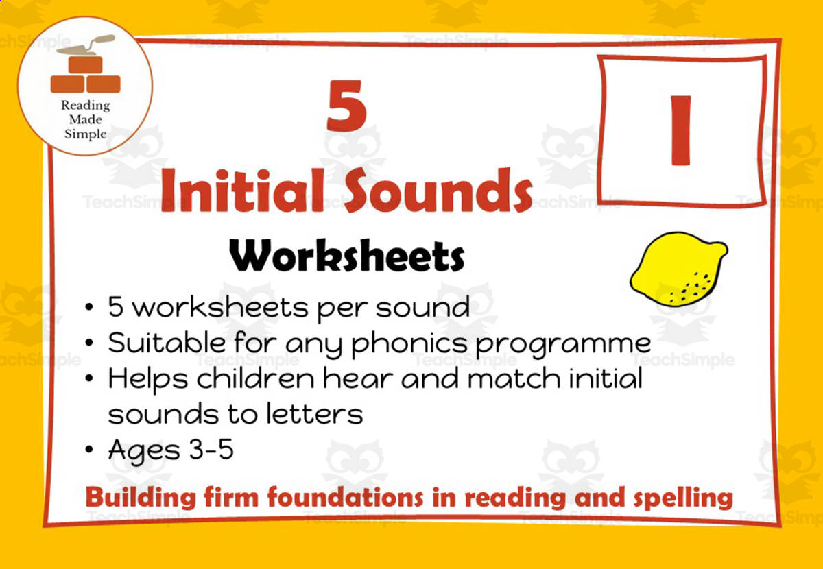 An educational teaching resource from Lilibette's Resources entitled 5 FREE Initial Sounds Worksheets: Ll downloadable at Teach Simple.
