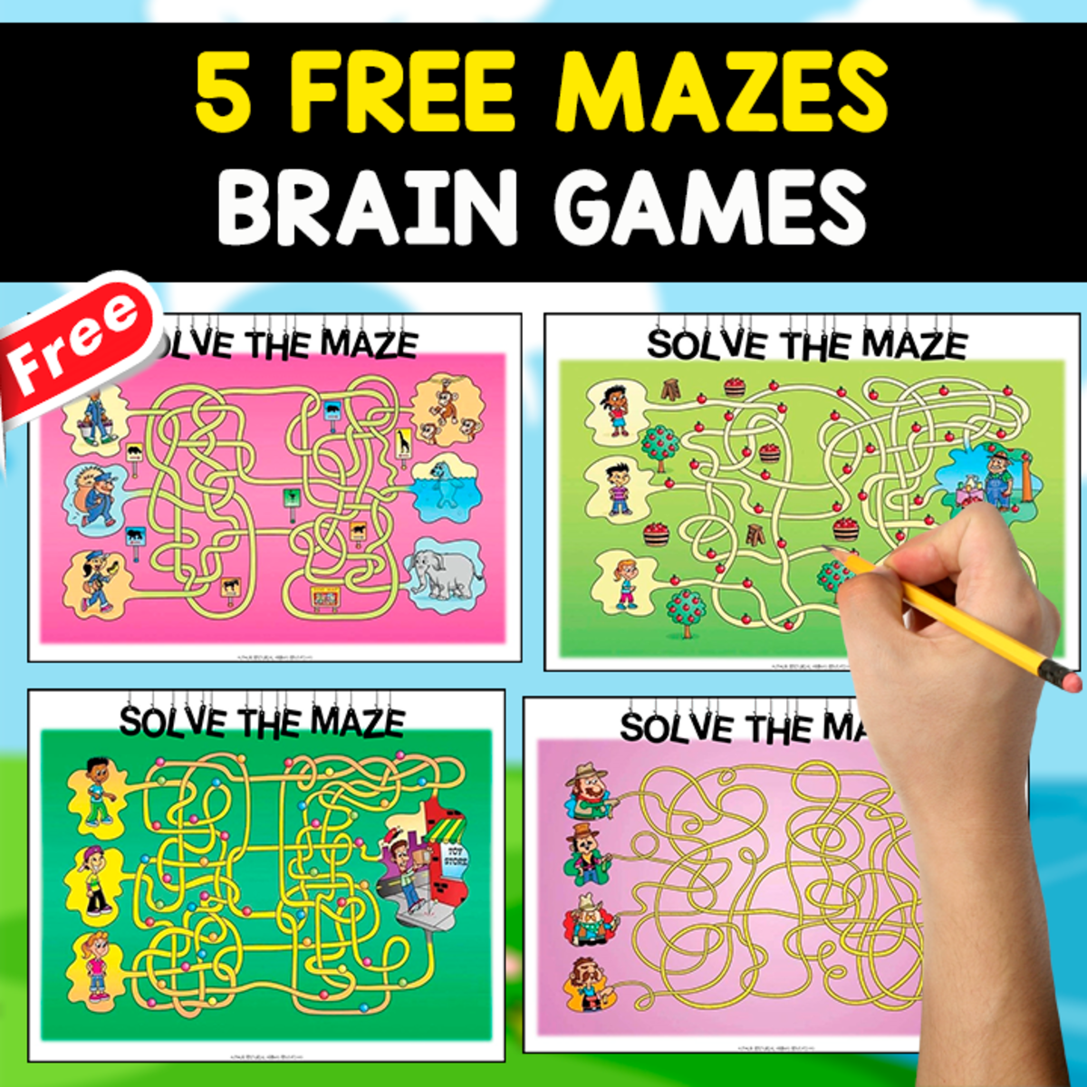 An educational teaching resource from EDITORIAL LAURA EDUCA entitled 5 FREE MAZES | BRAIN GAMES downloadable at Teach Simple.