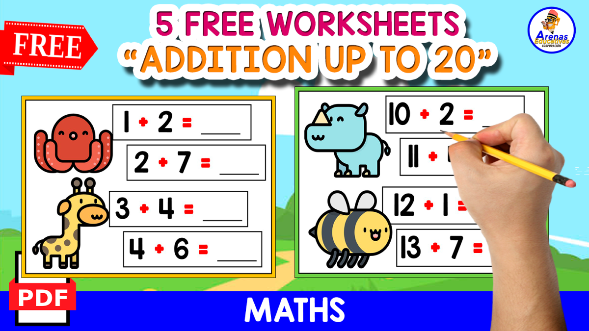 An educational teaching resource from EDITORIAL LAURA EDUCA entitled 5 FREE PAGES WITH EXERCISES OF ADDITION UP TO 20 | FREE RESOURCE downloadable at Teach Simple.