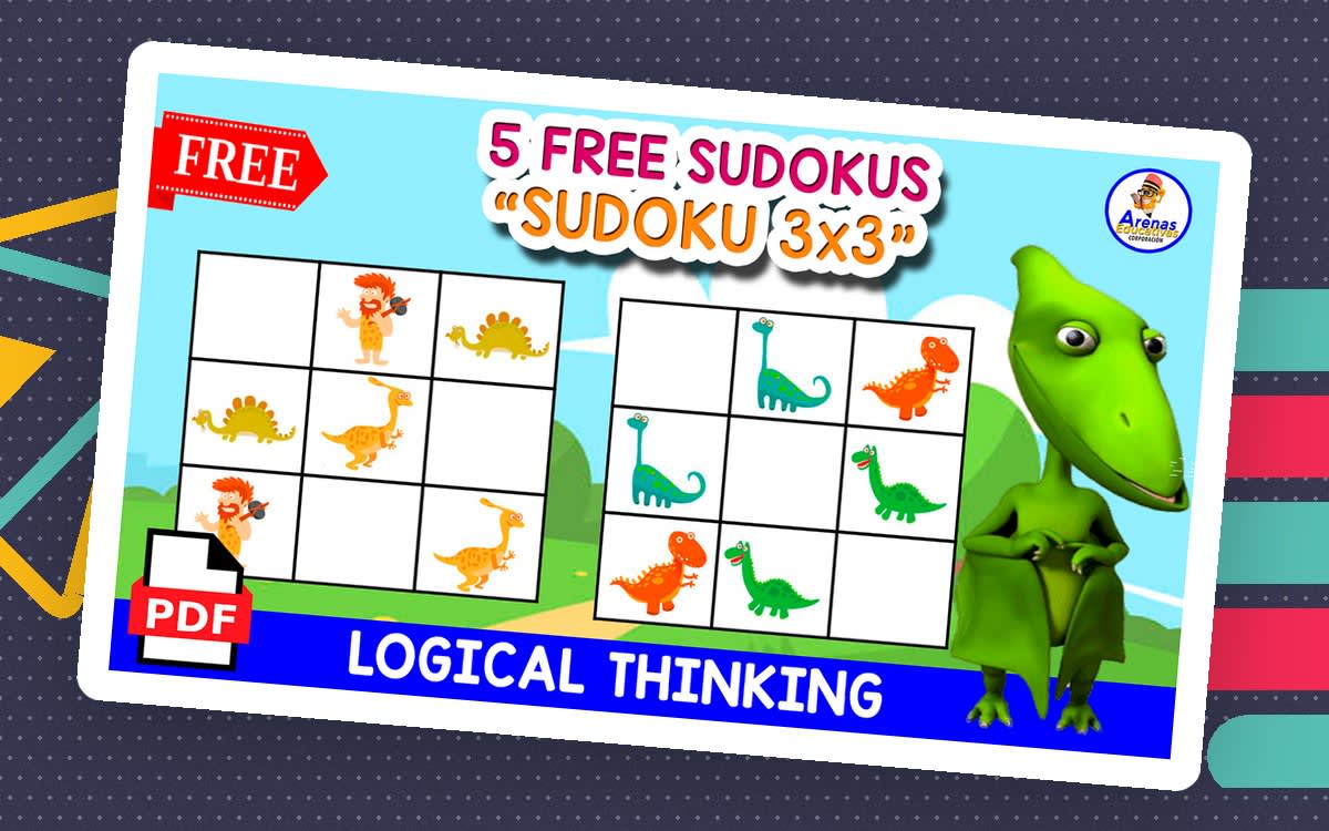 An educational teaching resource from EDITORIAL LAURA EDUCA entitled 5 FREE SUDOKUS OF DINOS | Free Resource downloadable at Teach Simple.