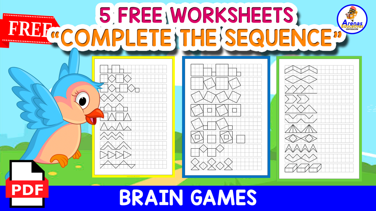 An educational teaching resource from EDITORIAL LAURA EDUCA entitled 5 FREE WORKSHEETS | COMPLETE THE SEQUENCE downloadable at Teach Simple.