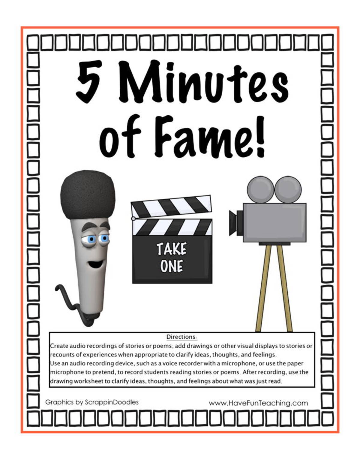 An educational teaching resource from Have Fun Teaching entitled 5 Minutes of Fame Read Aloud Activity downloadable at Teach Simple.