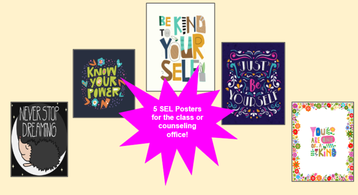 An educational teaching resource from Jennifer Moyer Taylor entitled 5 SEL Posters for the Class or Counseling Office downloadable at Teach Simple.