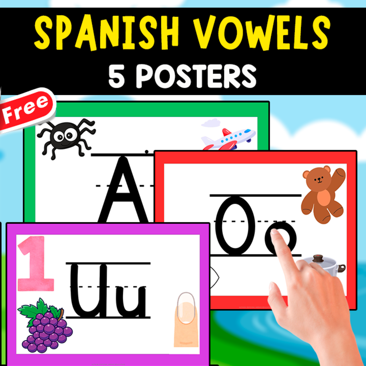 An educational teaching resource from EDITORIAL LAURA EDUCA entitled 5 SPANISH VOWELS | POSTERS downloadable at Teach Simple.