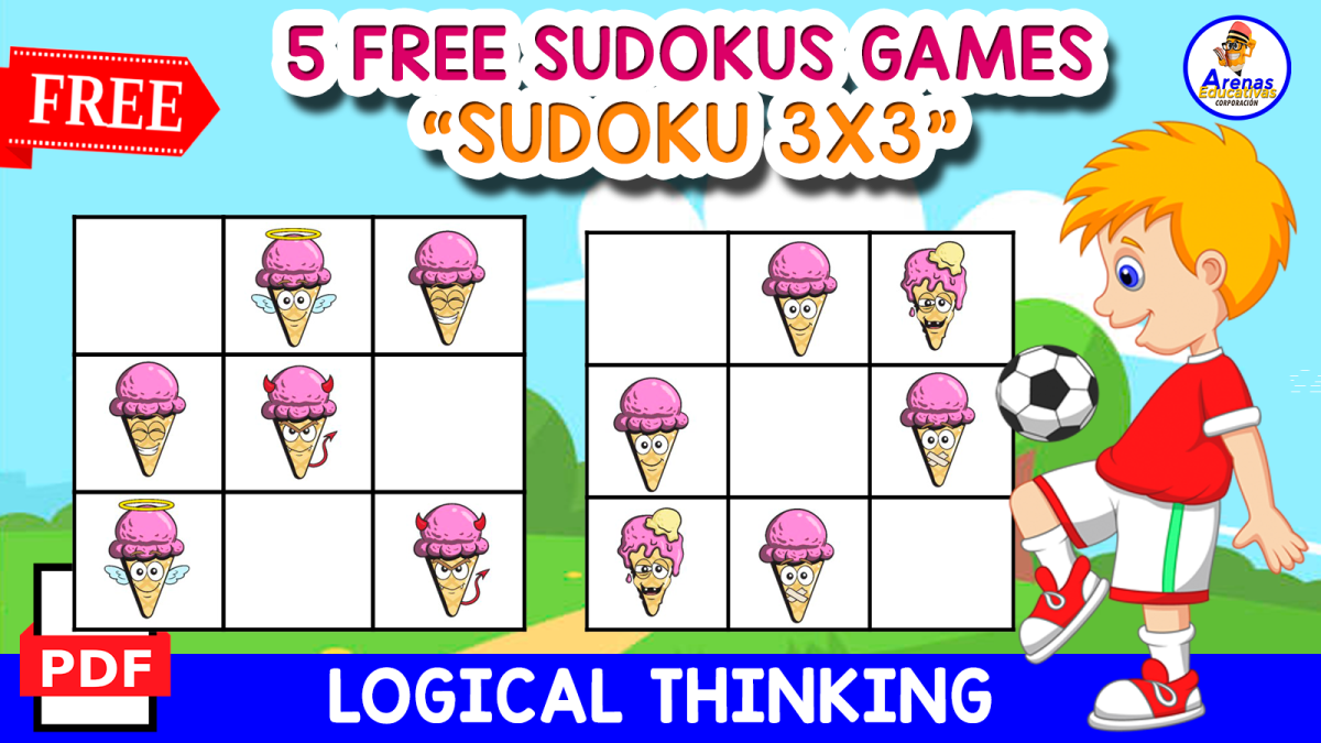 An educational teaching resource from EDITORIAL LAURA EDUCA entitled 5 SUDOKU GAMES | ICE CREAM THEMED downloadable at Teach Simple.