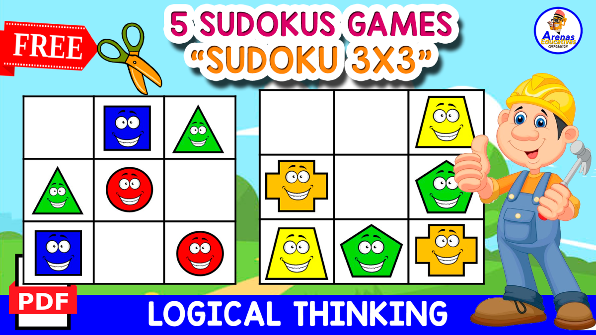 An educational teaching resource from EDITORIAL LAURA EDUCA entitled 5 SUDOKUS GAMES | SHAPES THEMED downloadable at Teach Simple.