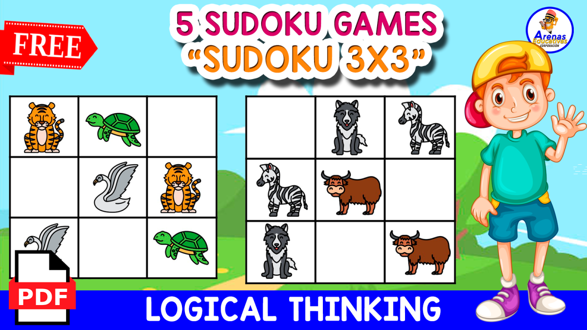 An educational teaching resource from EDITORIAL LAURA EDUCA entitled 5 SUDOKUS GAMES WITH ANIMALS | FREE RESOURCE FOR KIDS downloadable at Teach Simple.