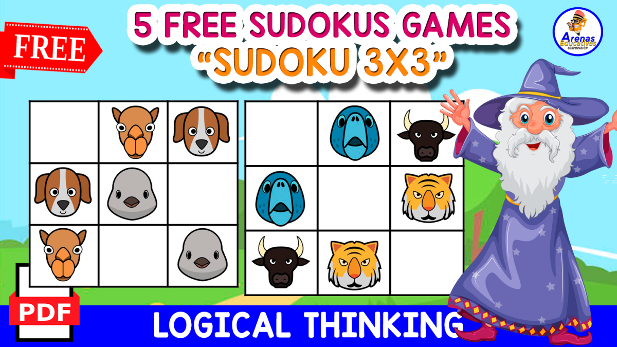 An educational teaching resource from EDITORIAL LAURA EDUCA entitled 5 SUDOKUS OF ANIMALS | FREE RESOURCE downloadable at Teach Simple.