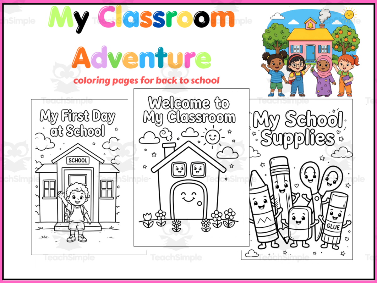 An educational teaching resource from LuminaPrint entitled 50 Back to School Coloring Pages downloadable at Teach Simple.