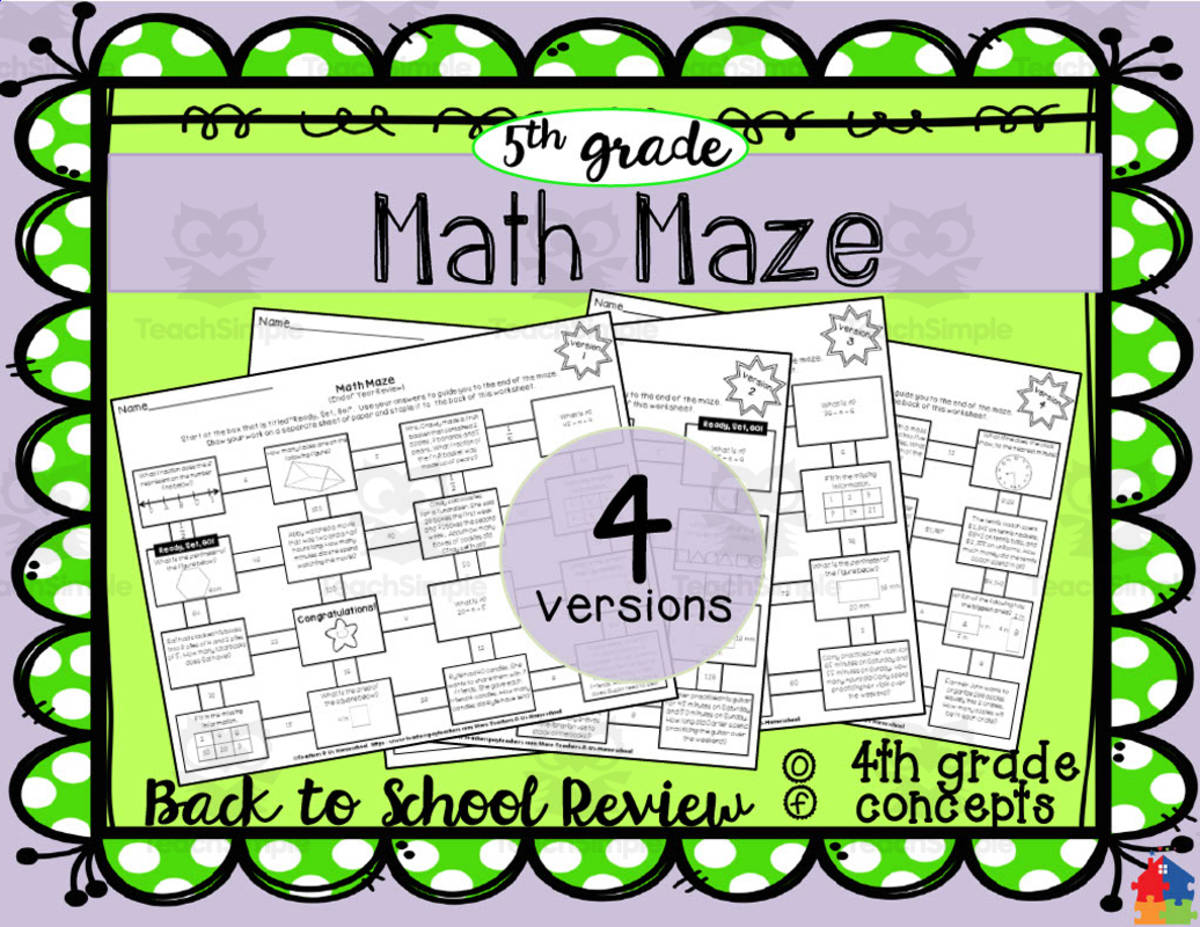 An educational teaching resource from Teachers R Us Homeschool entitled 5th Grade Math Maze | Back to School Review downloadable at Teach Simple.