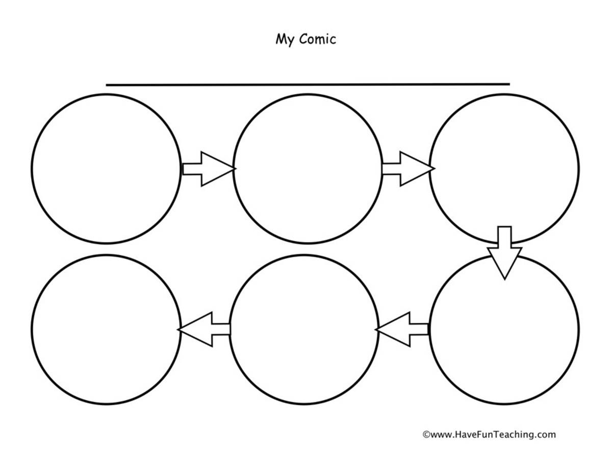 An educational teaching resource from Have Fun Teaching entitled 6 Circles Comic Strip Worksheet downloadable at Teach Simple.