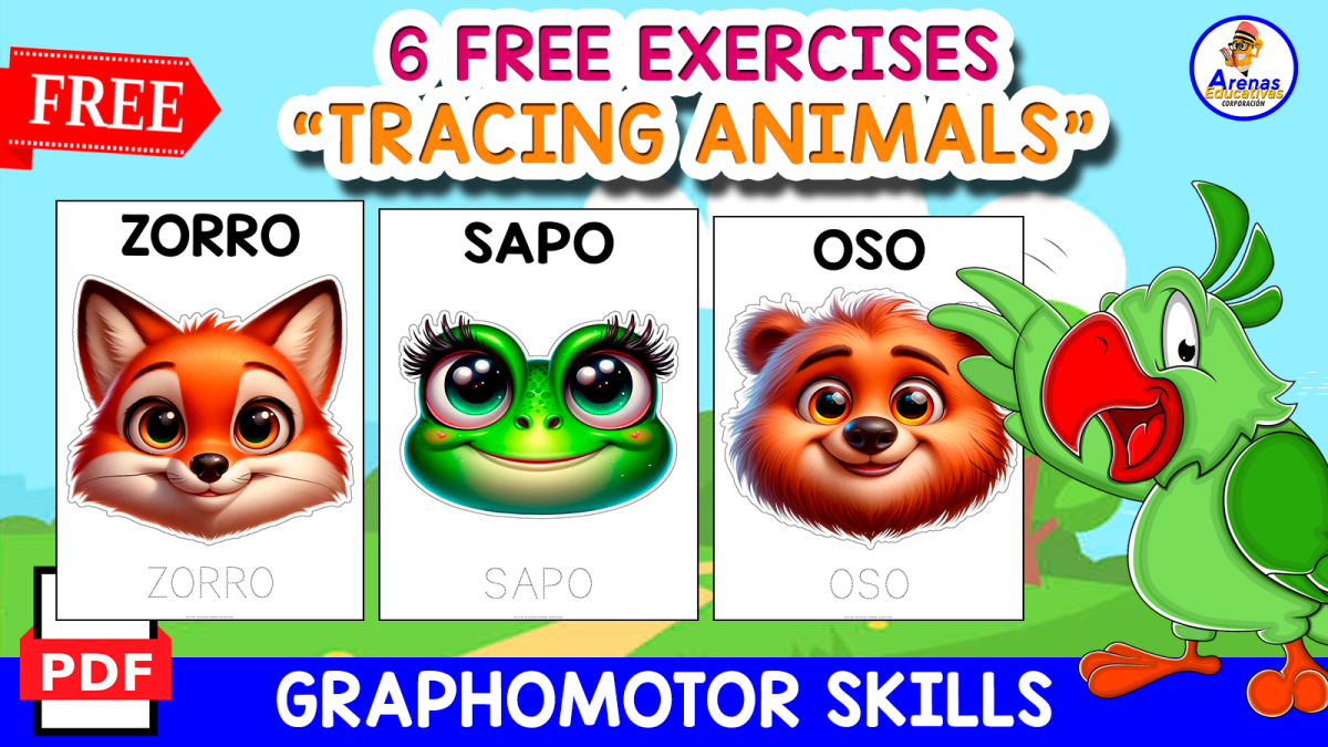 An educational teaching resource from EDITORIAL LAURA EDUCA entitled 6 FREE IMAGES | TRACING SPANISH ANIMALS downloadable at Teach Simple.