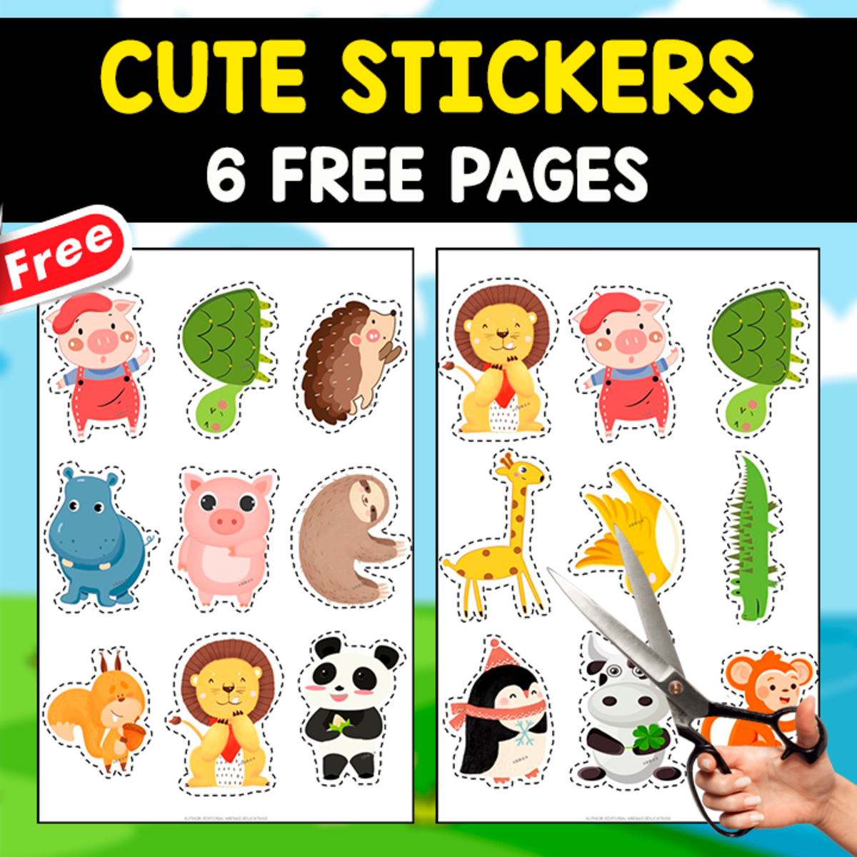 An educational teaching resource from EDITORIAL LAURA EDUCA entitled 6 FREE PAGES OF CUTE STICKERS | FOR KIDS downloadable at Teach Simple.