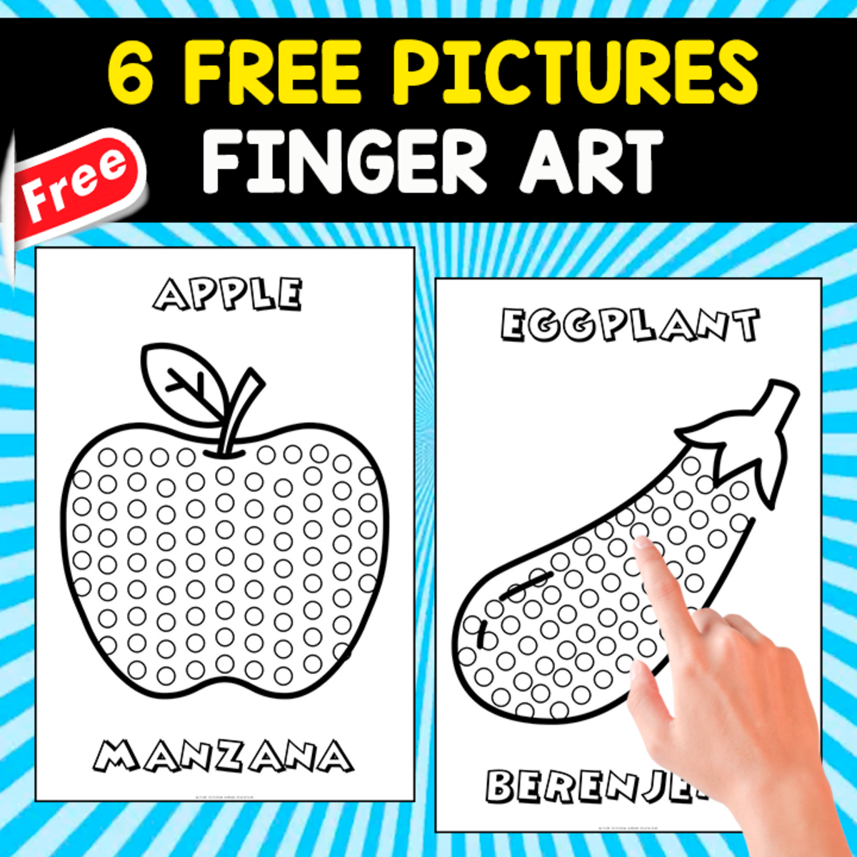 An educational teaching resource from EDITORIAL LAURA EDUCA entitled 6 FREE PICTURES | FINGER ART | FREE RESOURCE downloadable at Teach Simple.