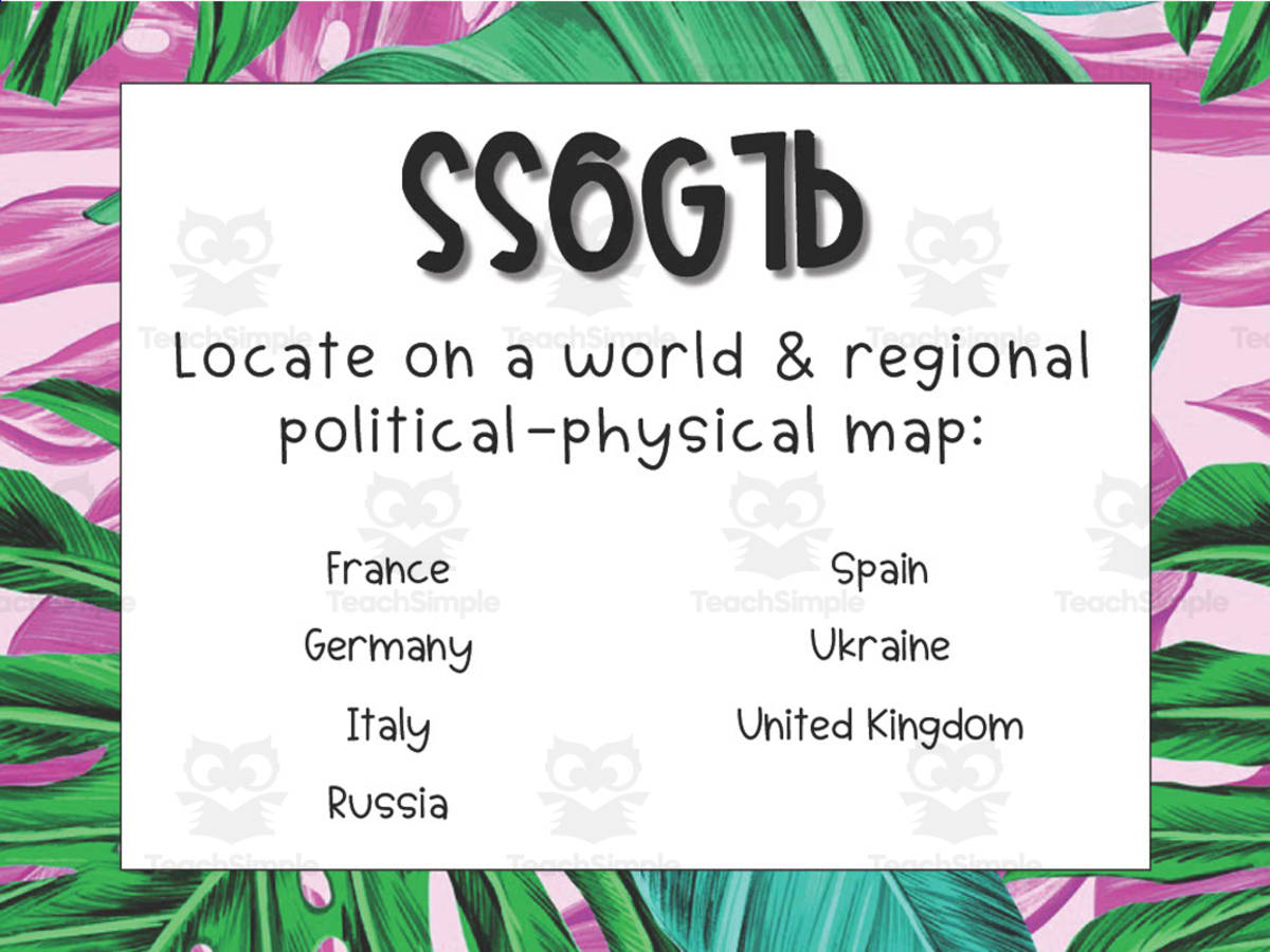 An educational teaching resource from Sarah Miller Tech entitled 6th Grade Georgia Social Studies Standards Set 2 downloadable at Teach Simple.