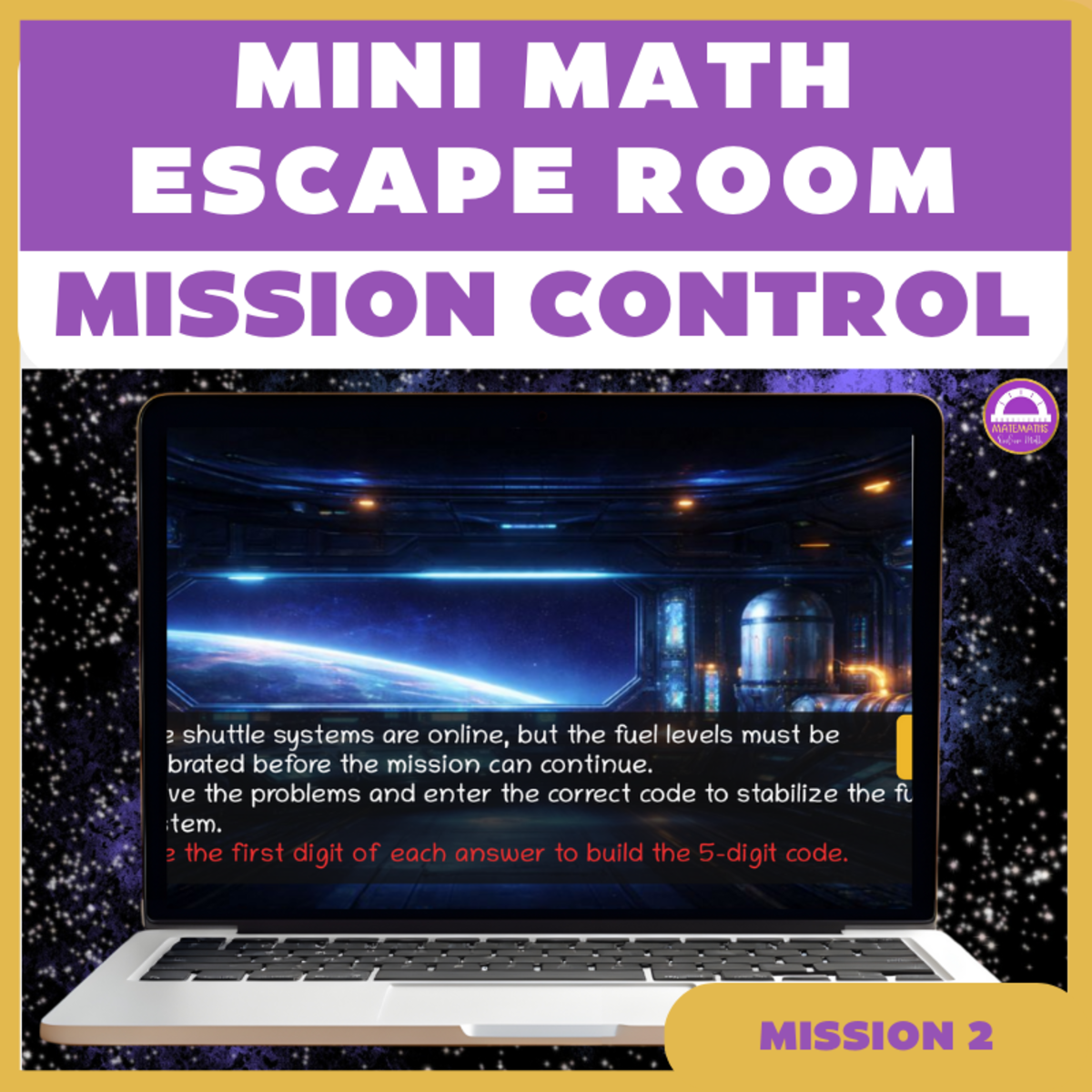 An educational teaching resource from Matemaths entitled 6th Grade Math Spiral Review Escape Room Week 1 Day 2 downloadable at Teach Simple.