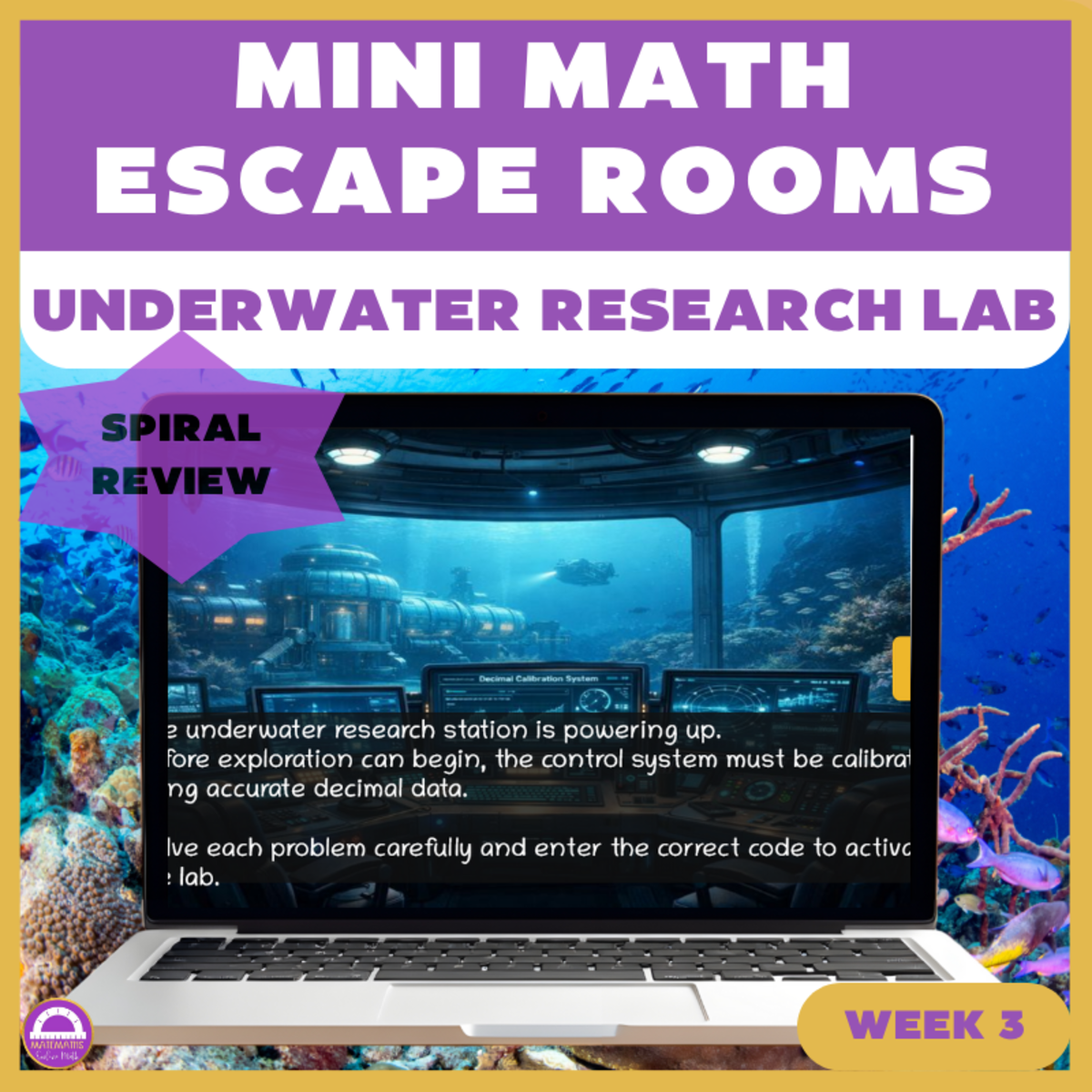 An educational teaching resource from Matemaths entitled 6th Grade Math Spiral Review Escape Room Week 3 downloadable at Teach Simple.