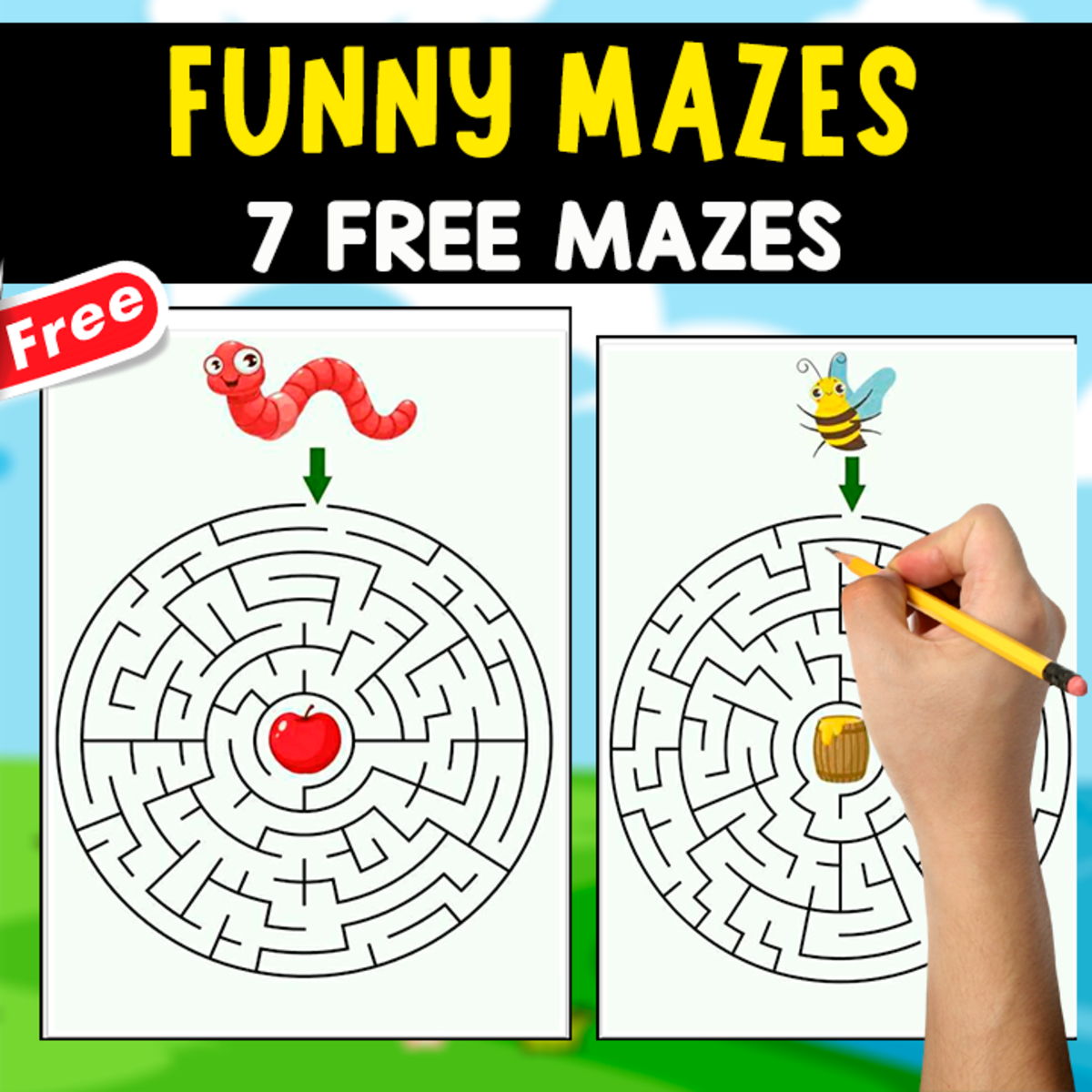 An educational teaching resource from EDITORIAL LAURA EDUCA entitled 7 FREE FUNNY MAZES | INSECTS THEMED downloadable at Teach Simple.