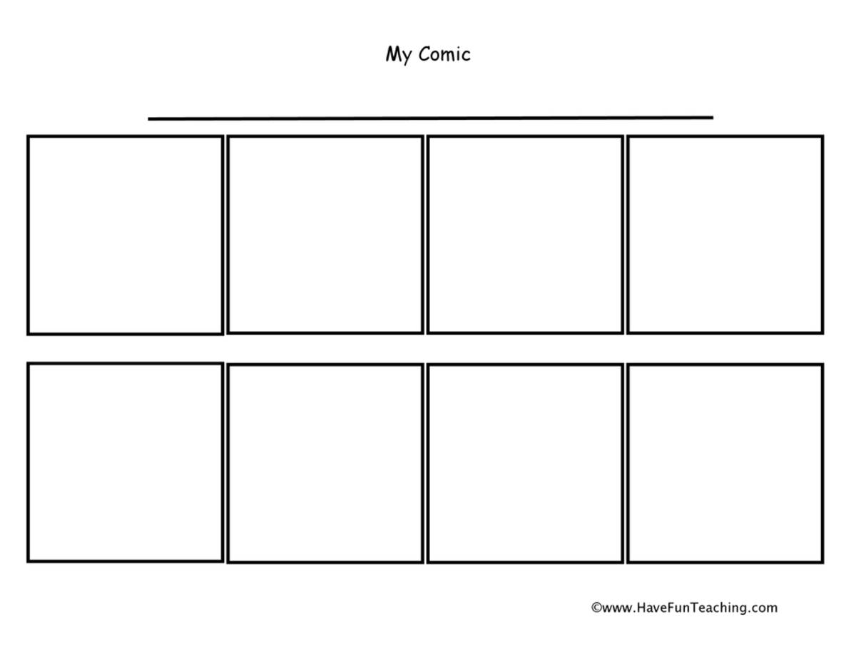 An educational teaching resource from Have Fun Teaching entitled 8 Boxes Comic Strip Worksheet downloadable at Teach Simple.