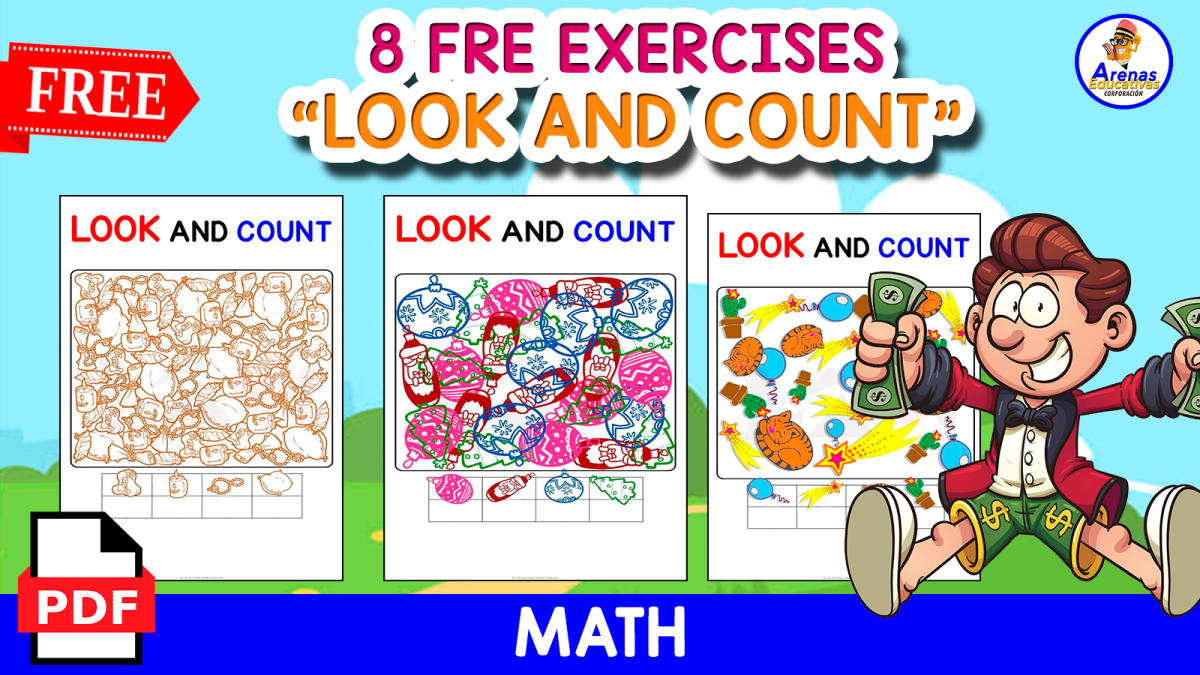 An educational teaching resource from EDITORIAL LAURA EDUCA entitled 8 FREE EXERCISES | LOOK AND COUNT downloadable at Teach Simple.