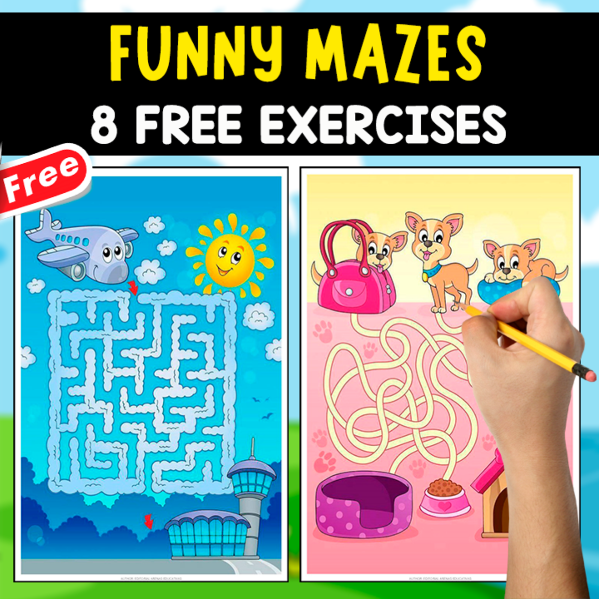 An educational teaching resource from EDITORIAL LAURA EDUCA entitled 8 FREE MAZES FOR KIDS | FUNNY BRAIN GAMES_J downloadable at Teach Simple.