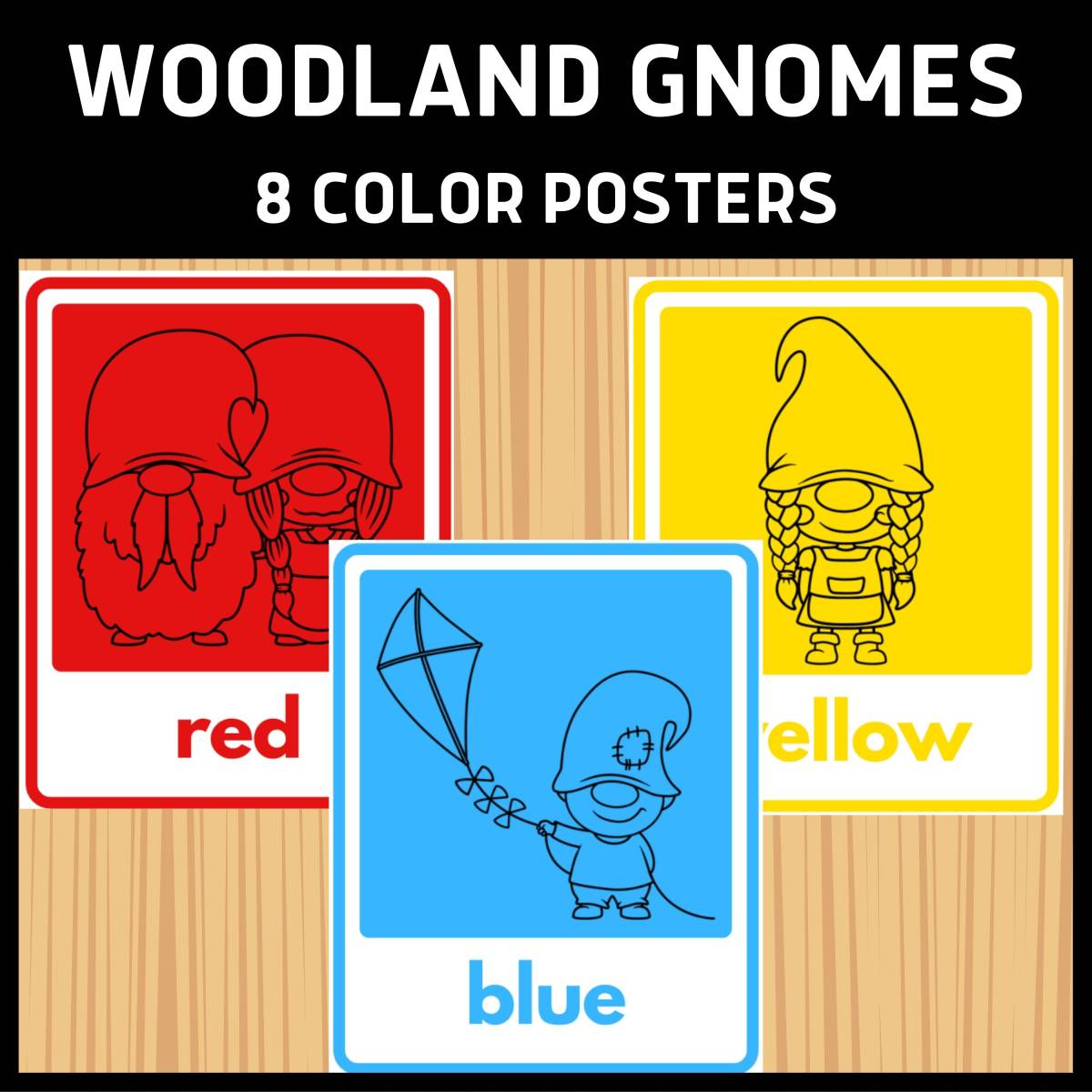 An educational teaching resource from Classy Classroom VIP entitled 8 Woodland Gnomes Color Posters downloadable at Teach Simple.