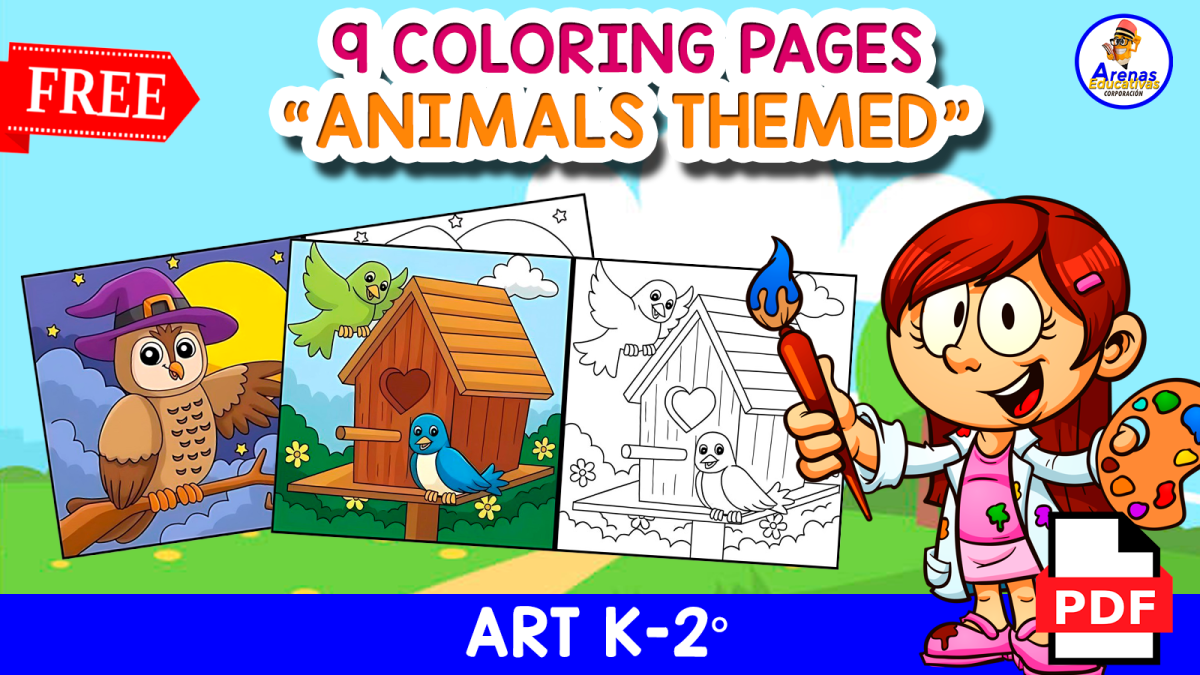 An educational teaching resource from EDITORIAL LAURA EDUCA entitled 9 FREE COLORING WORKSHEETS | Animals Themed downloadable at Teach Simple.