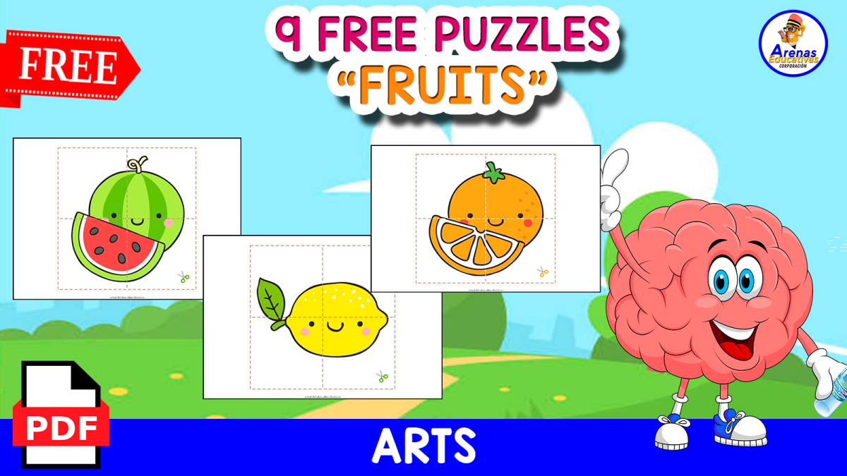 An educational teaching resource from EDITORIAL LAURA EDUCA entitled 9 FREE PUZZLES OF FRUITS | FREE RESOURCE downloadable at Teach Simple.