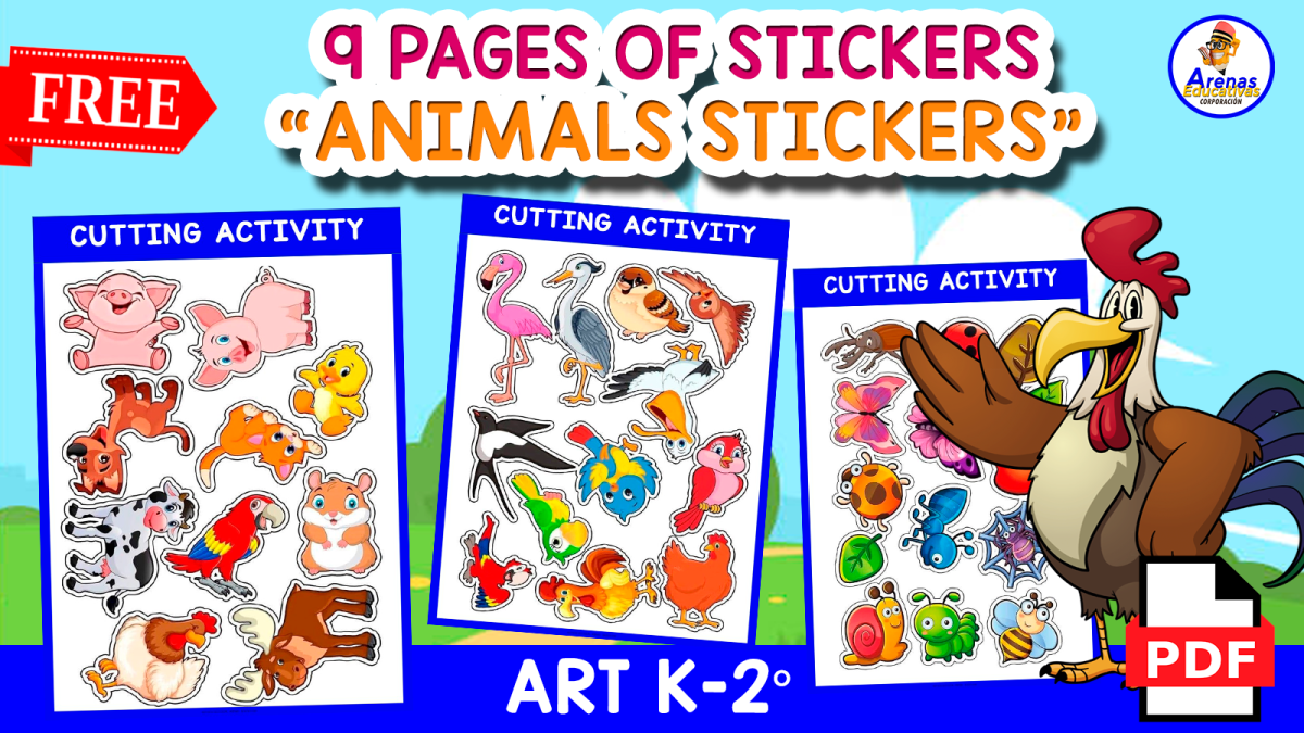 An educational teaching resource from EDITORIAL LAURA EDUCA entitled 9 PAGES OF STICKERS | Animals Theme downloadable at Teach Simple.