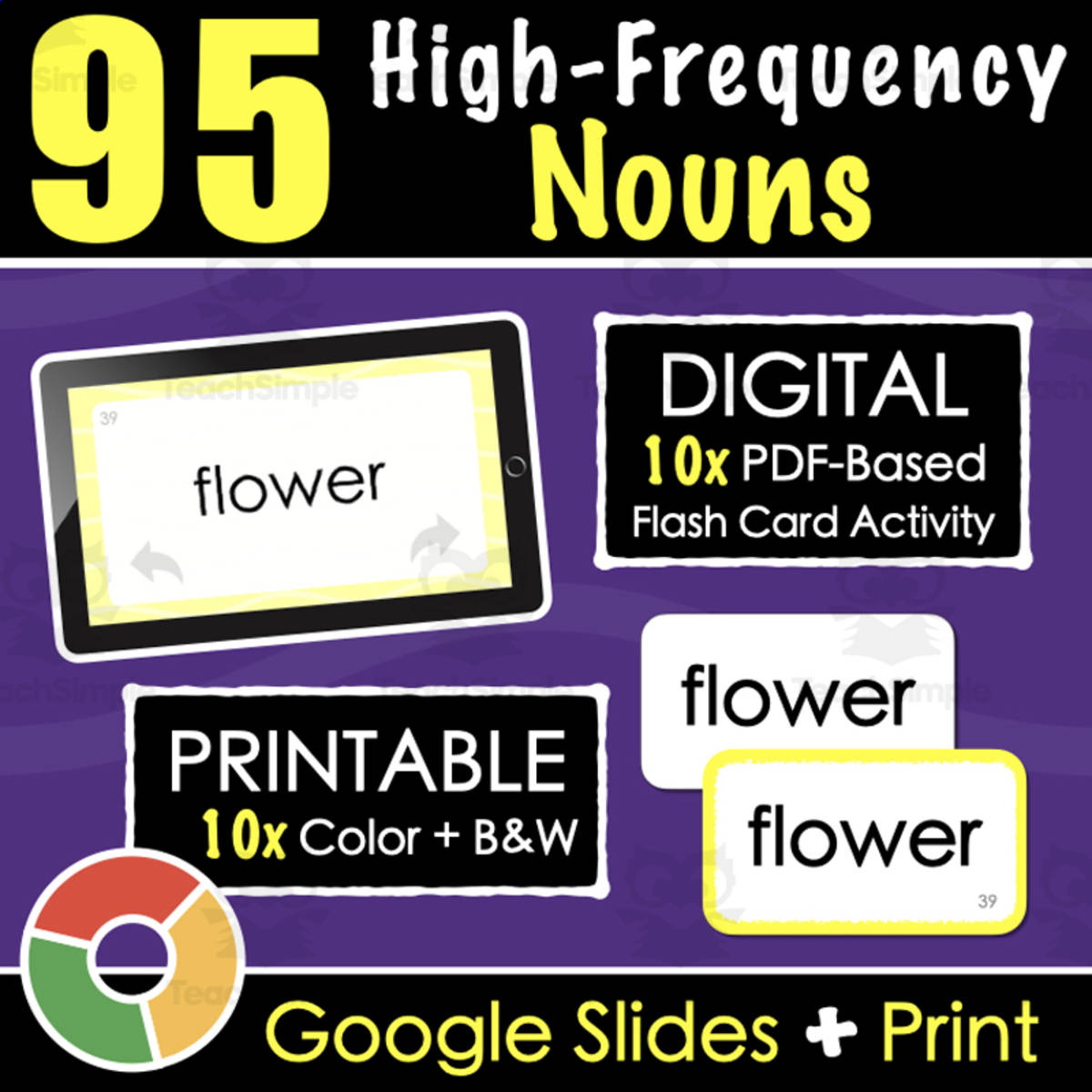 An educational teaching resource from Tom's Talk entitled 95 High-Frequency Sight Words NOUNS | PDF and Printable Flash Cards downloadable at Teach Simple.