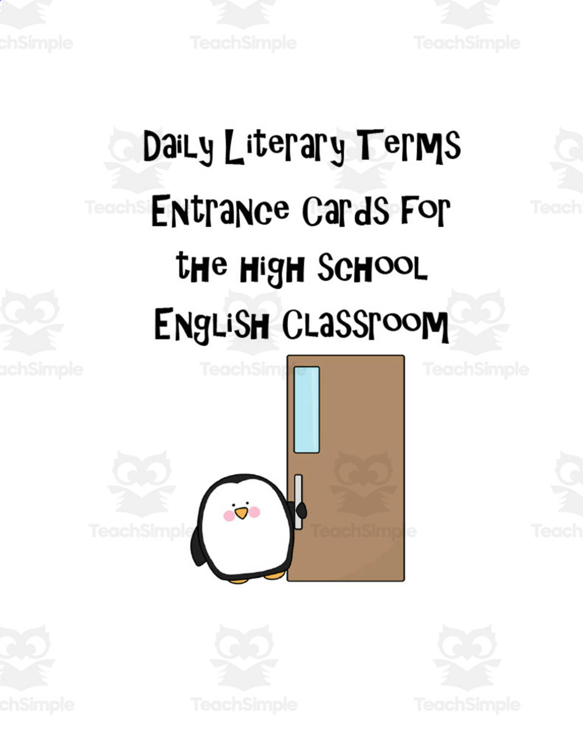 An educational teaching resource from Time Thrifty Teacher entitled 9th Grade Lit Terms Entrance Cards downloadable at Teach Simple.