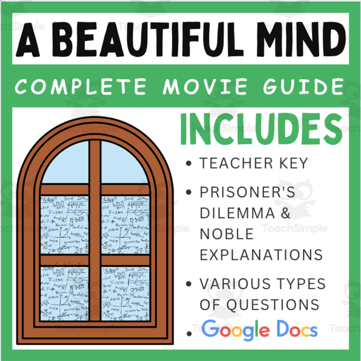 An educational teaching resource from EduPal Learning entitled A Beautiful Mind (2001): Complete Movie Guide & Introduction downloadable at Teach Simple.