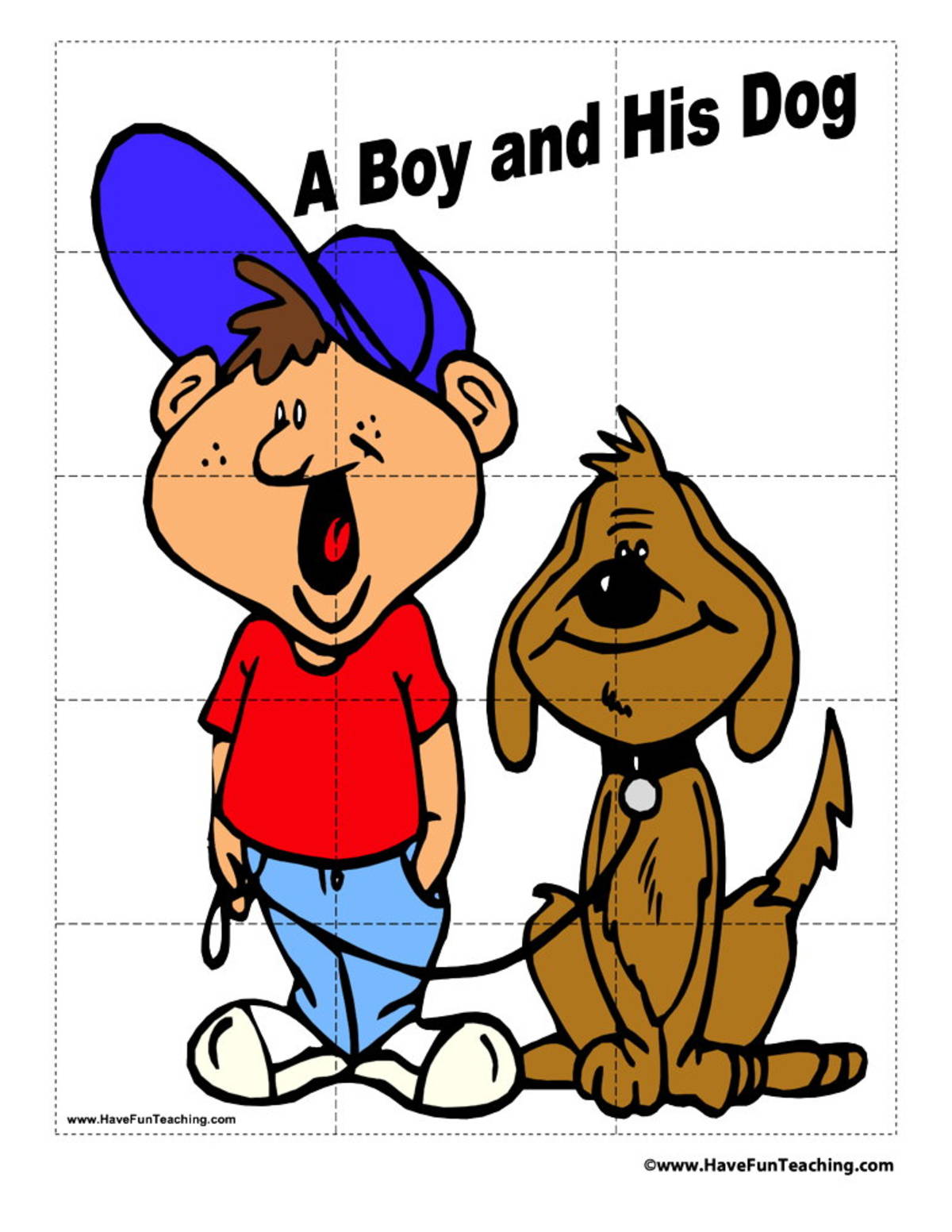 An educational teaching resource from Have Fun Teaching entitled A Boy and His Dog Puzzle downloadable at Teach Simple.