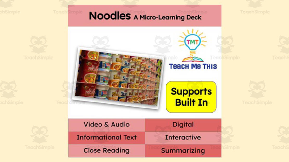 An educational teaching resource from Teach Me This entitled A Brief History of Cup Noodle | Reading Comprehension Deck | Interactive Lesson downloadable at Teach Simple.