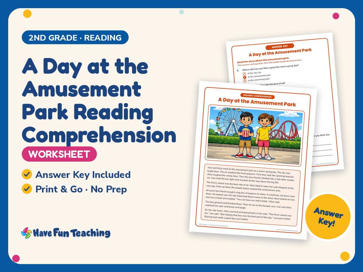 A Day at the Amusement Park Reading Worksheet – 2nd Grade Practice preview
