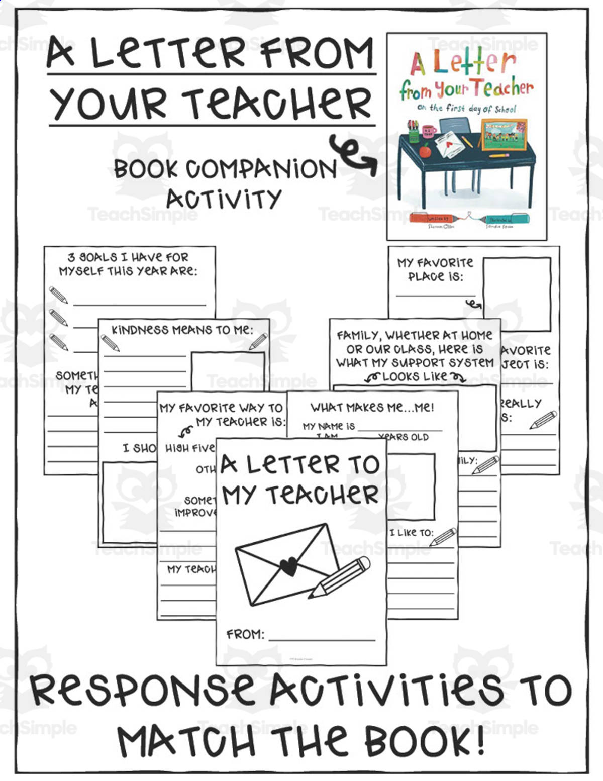 An educational teaching resource from Brook Creaser entitled A Letter To My Teacher Writing Activity downloadable at Teach Simple.