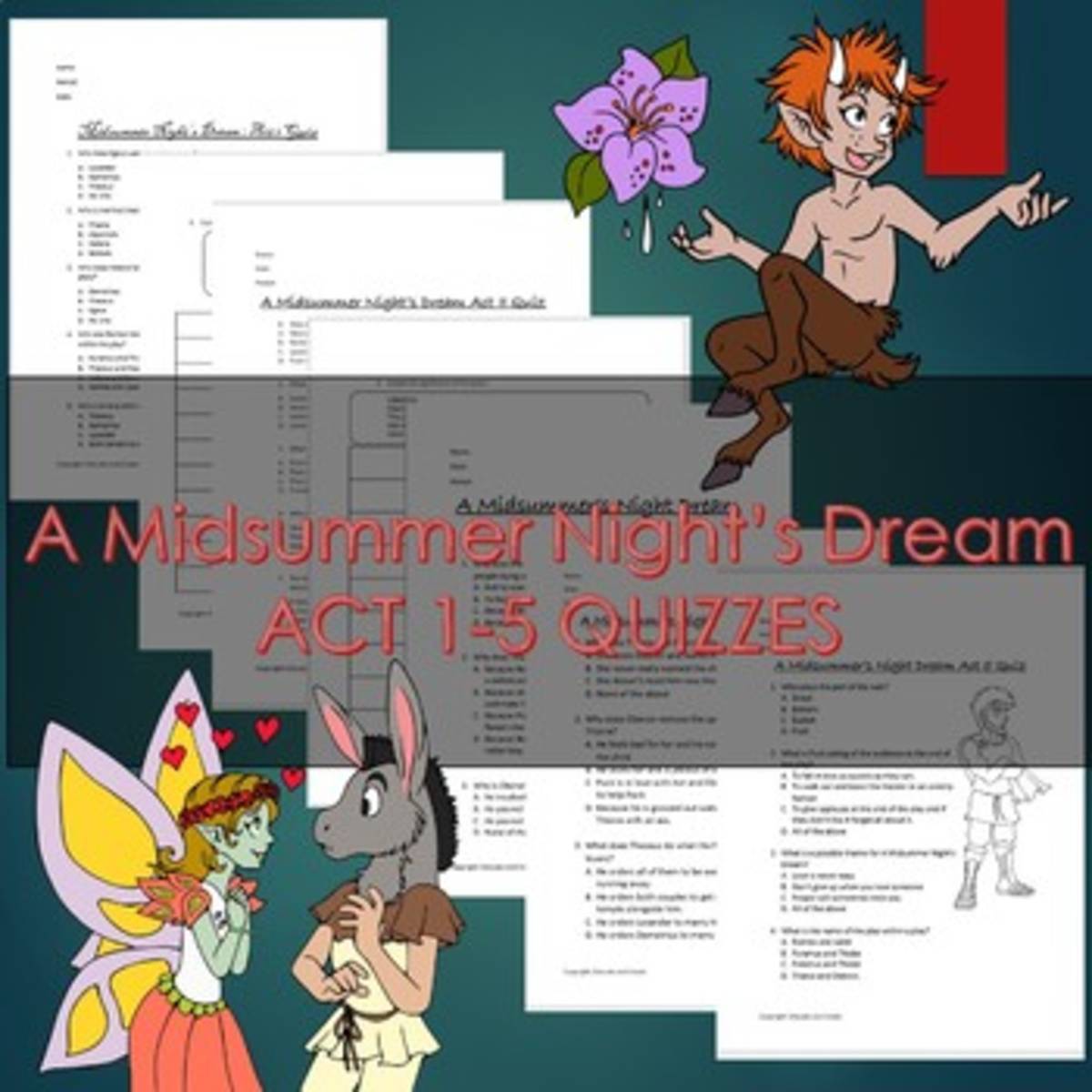An educational teaching resource from Educate and Create entitled A Midsummer's Night Dream Quizzes downloadable at Teach Simple.