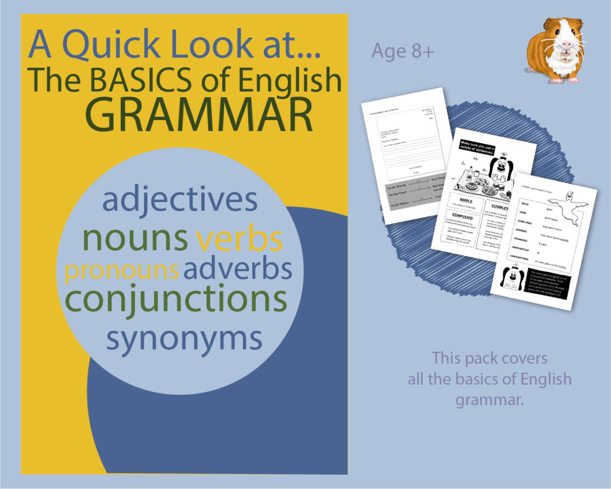 An educational teaching resource from Guinea Pig Education entitled A Quick Look At The Basics Of English Grammar (8 years +) downloadable at Teach Simple.